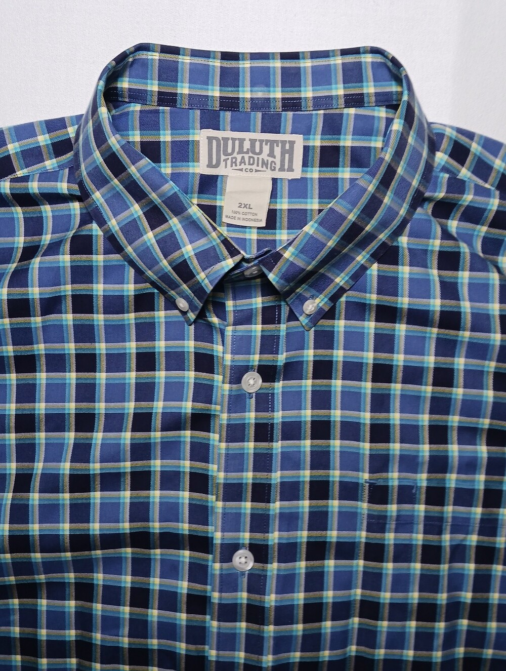 Duluth Mens Wrinkle Fighter Relaxed Fit Long Sleeve Shirt 2XL Blue Plaid 92105